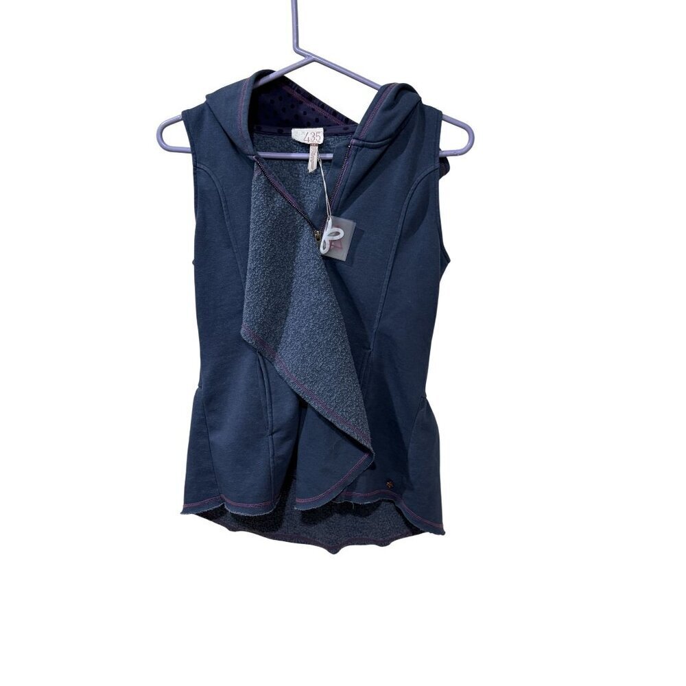 Matilda Jane size 14 Girls Sleeveless Zip Up Hoodie Vest blue Gray NWT